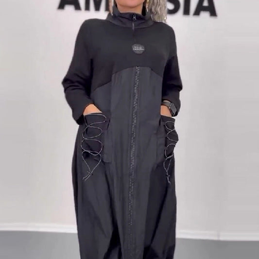 🍂Höstens mest praktiska klänningar👗Långärmad klänning med mockneck och dragsko