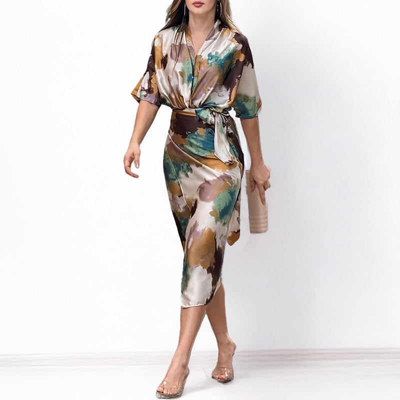 Damklänning Med Tryck Elegant Polyester main image 1