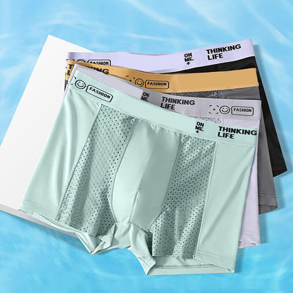 Andningsbara mesh-boxershorts i isseide för män (4-delars set)