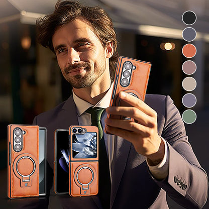 Lyxigt PU-läder magnetiskt fodral med stativ för Samsung Z Fold & Z Flip