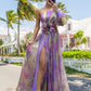 🌸Vårens specialerbjudanden💐Multicolor asymmetrisk festklänning med blomdetaljer