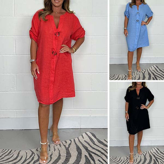 【L-4XL】✨2025 Ny tunika med knäppning Plus Size