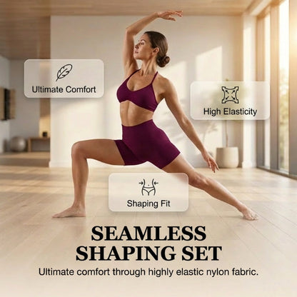 🥳2026 HOT SALE🥳💞50K+ SOLD!🥳💕 50% OFF! Halter Top & High-Waisted Shorts Set – Gentle tummy control, breathable seamless fabric. Butt‑shaping design, no roll‑down. Perfect for yoga or summer walks. 👙✨