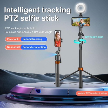 📸 50% RABATT NU! ✨ 180 cm Smart Selfiepinne med Ansiktsspårning – 360° Automatisk Följning, Mobil-stativ & Fyllnadsljus 🎬