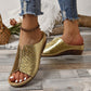 🔥Köp 2 och få fri frakt🔥Peep Toe Slip on Wedge Sandaler för kvinnor