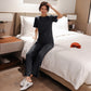Avslappnad Enfärgad Stretchig Loungewear 2-Delad Set
