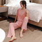 Avslappnad Enfärgad Stretchig Loungewear 2-Delad Set