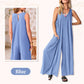 Damer med V-ringad ärmlös jumpsuit med vida ben