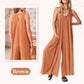 Damer med V-ringad ärmlös jumpsuit med vida ben