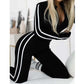Sportig Långärmad Jumpsuit med Dragkedja för Kvinnor