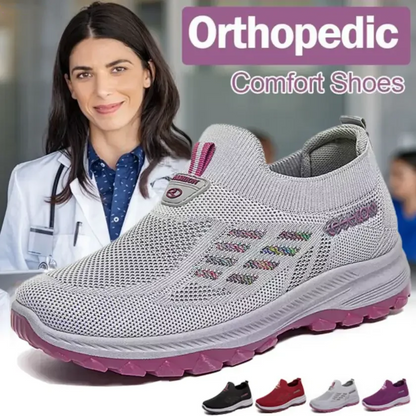 👟 50% RABATT! 🦶 Fly Stickad Vävd Ortopedisk Sko med Stöd För Hålfoten – Andningsbar, Stötdämpande & Perfekt För Hela Dagars Komfort 👣