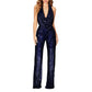 Glittrande sexig jumpsuit med halterneck och smal passform för kvinnor