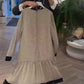 Dams Elegant Rundhalsad Långärmad Klänning med Prickar