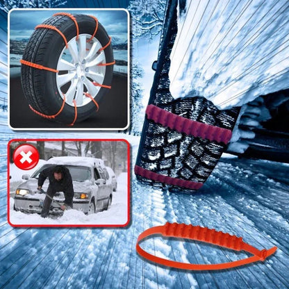🚗 50% RABATT! ❄️ Universella Återanvändbara Anti-Skid Nylon Däckkedjor – Säker Körning i Vinter ✨