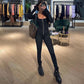 Slimmad Passform Långärmad Dragkedja Jumpsuit