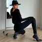 Slimmad Passform Långärmad Dragkedja Jumpsuit