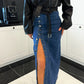 Stilren Jeanskjol i Bodycon-Modell med Knappstängning och Slits