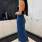 Stilren Jeanskjol i Bodycon-Modell med Knappstängning och Slits