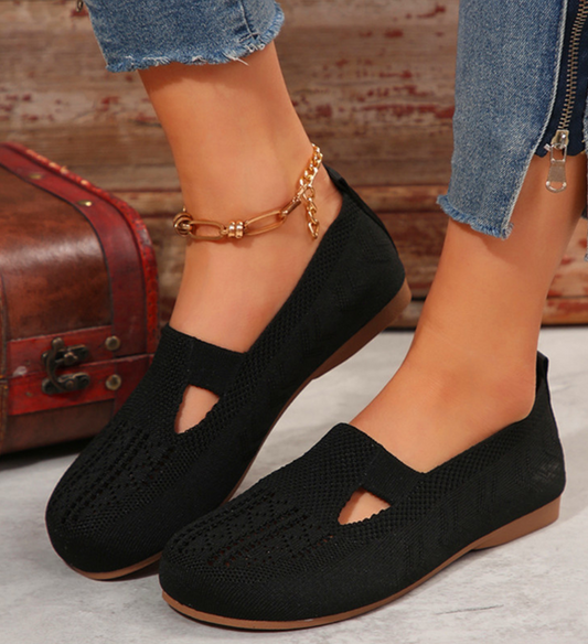 🔥Kvinnor Walking Bekväma Andas Knit Flats Skor