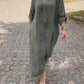 ✨Fånga sommarkänslan i vårvinden👒Casual V-ringad klänning i bomull och linne👗