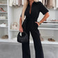 🌸Sommarrea 49% rabatt🌸Knappklädd jumpsuit med knytband i midjan för kvinnor