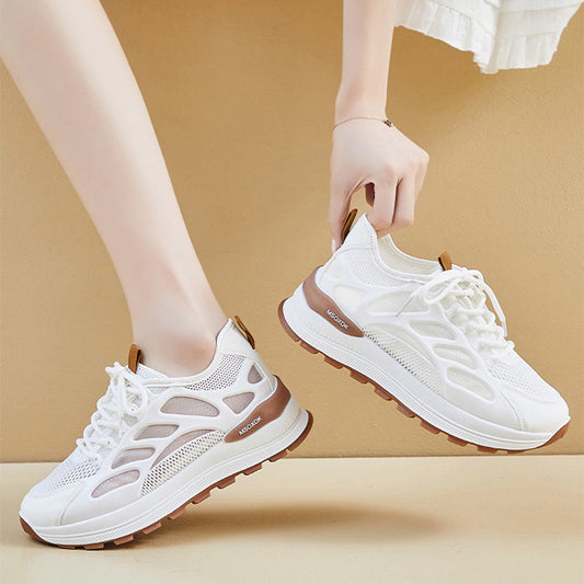 Dammode ihåliga sneakers med snörning i mesh