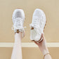 Dammode ihåliga sneakers med snörning i mesh