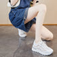 Dammode ihåliga sneakers med snörning i mesh