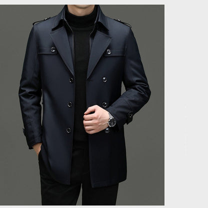 Trenchcoat i mellanlängd med avtagbart innerfoder för herr