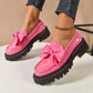 Chic och Söt Platåloafers med Rosett