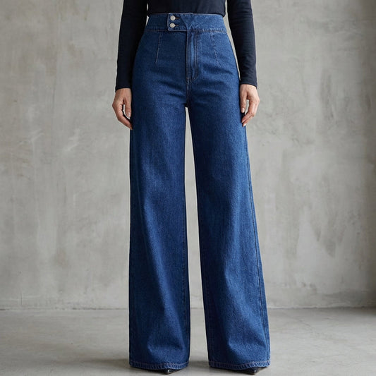 Högmidjade jeans med vida ben för damer