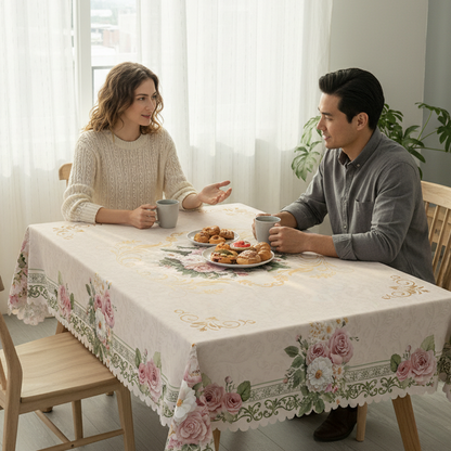 🌸🍽️ 50% RABATT! Vattentät bordsduk med blommönster - Fläckavvisande, livfulla HD-tryck och lättskött för vardagliga middagar och fester