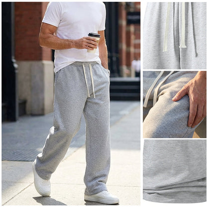 🩳 60% RABATT! 👖 Lösa Byxor för Män med Dragsko – Bekvämt Bomullstyg, Fickor & Casual Stil för Vardag och Träning 🏃‍♂️
