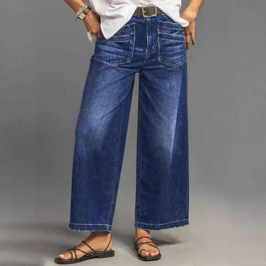 👖 50% RABATT!🌟Damjeans med hög midja och vida ben