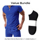 ☀️👕 50% RABATT! | Sommarcasual Set – Våffelskjorta med Dragkedja & Matchande Shorts!