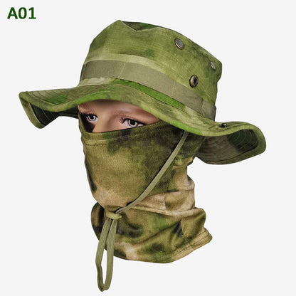 🎣🌿 50% RABATT! | 2-i-1 Kamouflagehatt med Halsduk – UPF 50+, Avtagbar & Perfekt för Fiske!