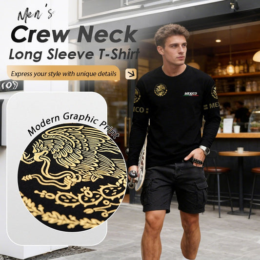 Långärmad T-shirt med rund hals för herr