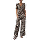 👗 50% RABATT! 🐆 Jumpsuit med Leopardmönster, V-ringning & Vida Ben – Elegant, Figursydd & Perfekt För En Trendig Look 🌸