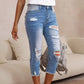 🔥Så länge lagret räcker – 40 % rabatt!🎉Dammjeans med sliten look, revor och råkant
