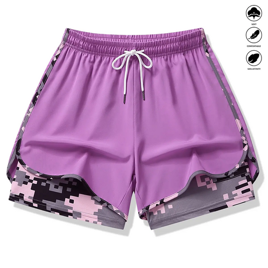 🏃‍60% PÅ 2-I-1-SPORTSHORTS! 🔥 Andningsbart tyg, kamouflagefoder och fickor för kvinnor🏃‍♀️✨