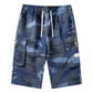 Herr camo cargoshorts med dragsko i midjan
