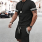 ✨ 55 % rabatt🔥 2-delat set för män: randig t-shirt och shorts