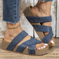 👡 50% RABATT NU!✨ Dam Korsande Vävda Remmar Kloss Sandaler – Förhöjd Plattform & Dubbel Rem – Sommar Essential 🌿