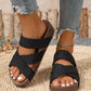 👡 50% RABATT NU!✨ Dam Korsande Vävda Remmar Kloss Sandaler – Förhöjd Plattform & Dubbel Rem – Sommar Essential 🌿