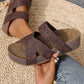 👡 50% RABATT NU!✨ Dam Korsande Vävda Remmar Kloss Sandaler – Förhöjd Plattform & Dubbel Rem – Sommar Essential 🌿