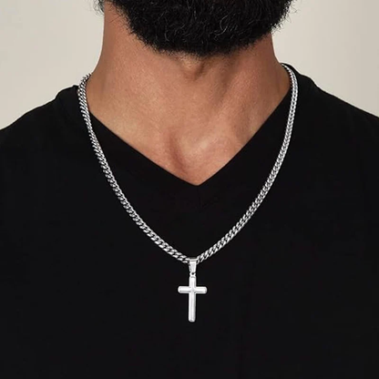 Herrhalsband med kors i rostfritt stål