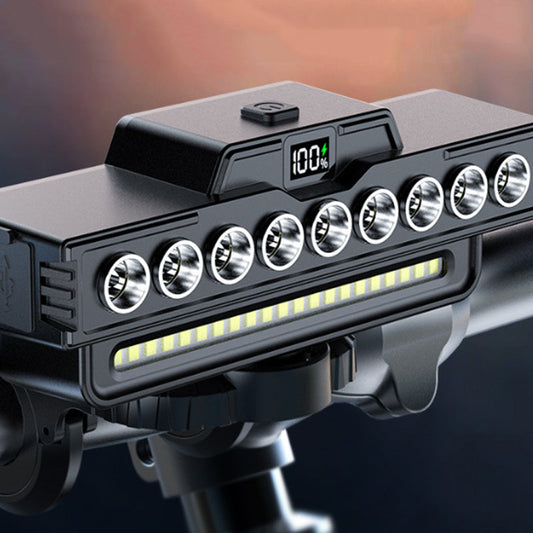 🔦 50% RABATT NU! 🚲 Uppladdningsbar Cykelstrålkastare med 28 LED & Signalhorn – USB-Laddning & Fjärrkontroll – Säkerhet för Nattcykling 🌙