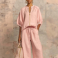 👚 50% RABATT NU! 💃 Damernas Enfärgad 2-Delars Casual Tracksuit Set – Puffärmar & Vida Byxor ✨