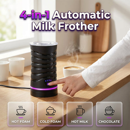 ☕ 50% RABATT! ✨ Elektrisk 4-i-1 Mjölkskummare & Mjölkvärmare 600 ml – Tystgående med Automatisk Avstängning 🥛