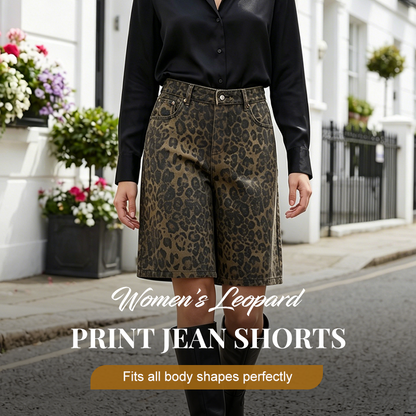 🩳 50% RABATT! 🐆 Damshorts i jeans med leopardmönster – Trendig & bekväm passform – Perfekt för sommaren, festivaler eller en tuff streetwear-look – sval denim som sitter skönt 🔥